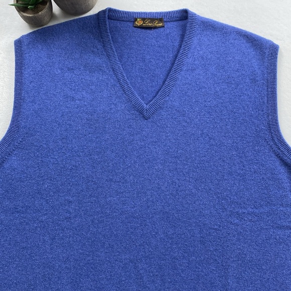 Loro Piana Cashmere Knit V Neck Pullover Sweater Vest (Light Blue) - Picture 5 of 15
